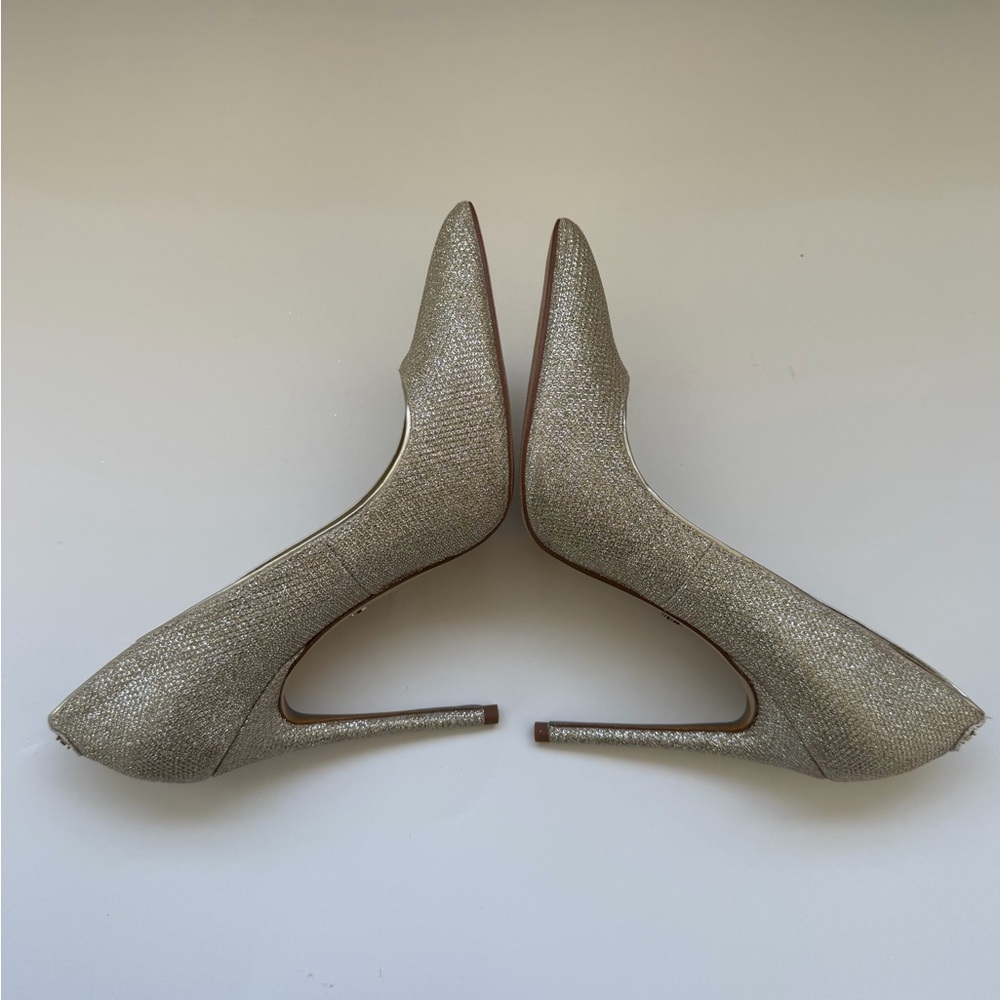 Sam Edelman Glitter Pointed Toe Pumps in Champagne - Picture 7 of 11